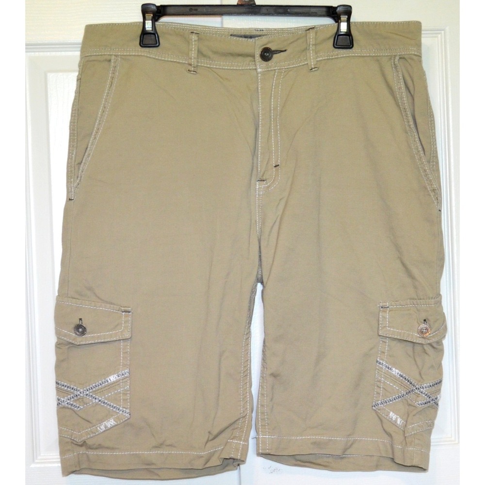 BKE Buckle Midland Shorts Mens 38 Khaki Cargo Utility Baggy Loose Standard Fit